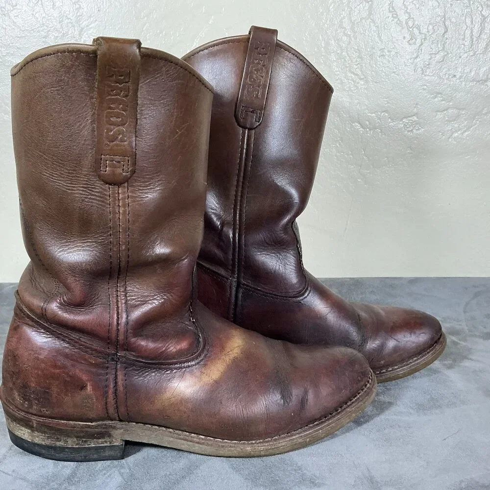 Red Wing Pecos Western Cowboy Boots Brown Vintage Leather Made In USA 9.5 D 1155